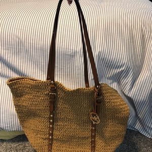 Michael Kors large straw handbag